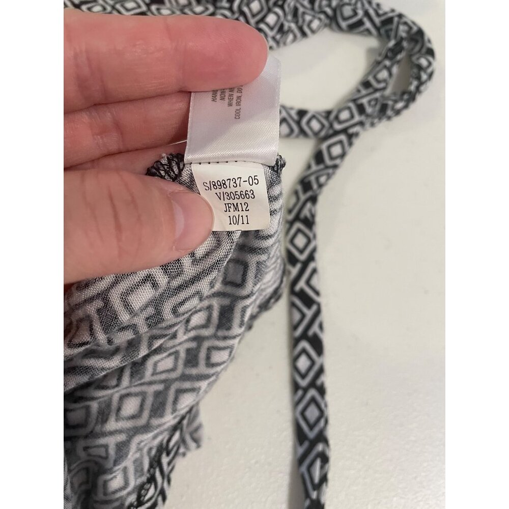 Old Navy Womens Geometric Black & White Wrap Dress Size S Y2K Mod Retro Feminine - Picture 10 of 12